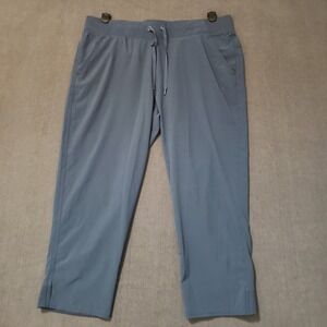 Champion C9 Crop Pants Womens Size L Blue Gray Activewear Drawstring Ribbed Trim